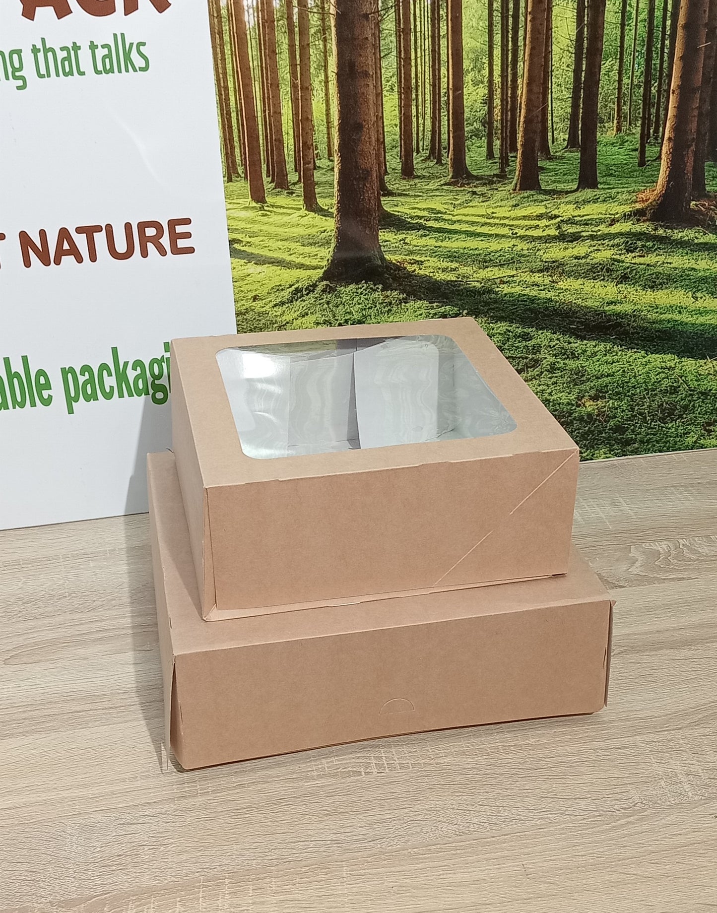 Pack de 50 cajas kraft altura estándar con ventana