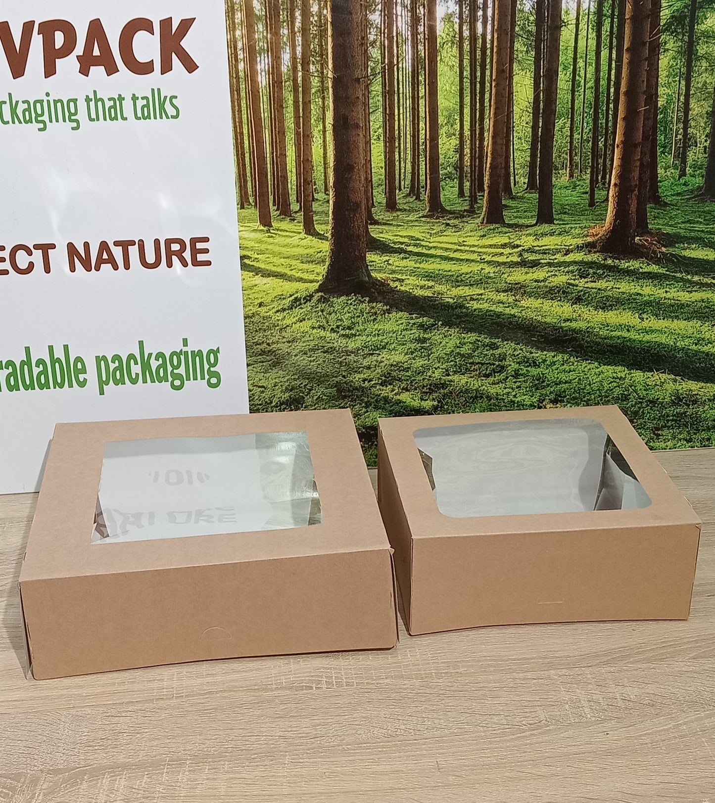 Pack de 50 cajas kraft altura estándar con ventana