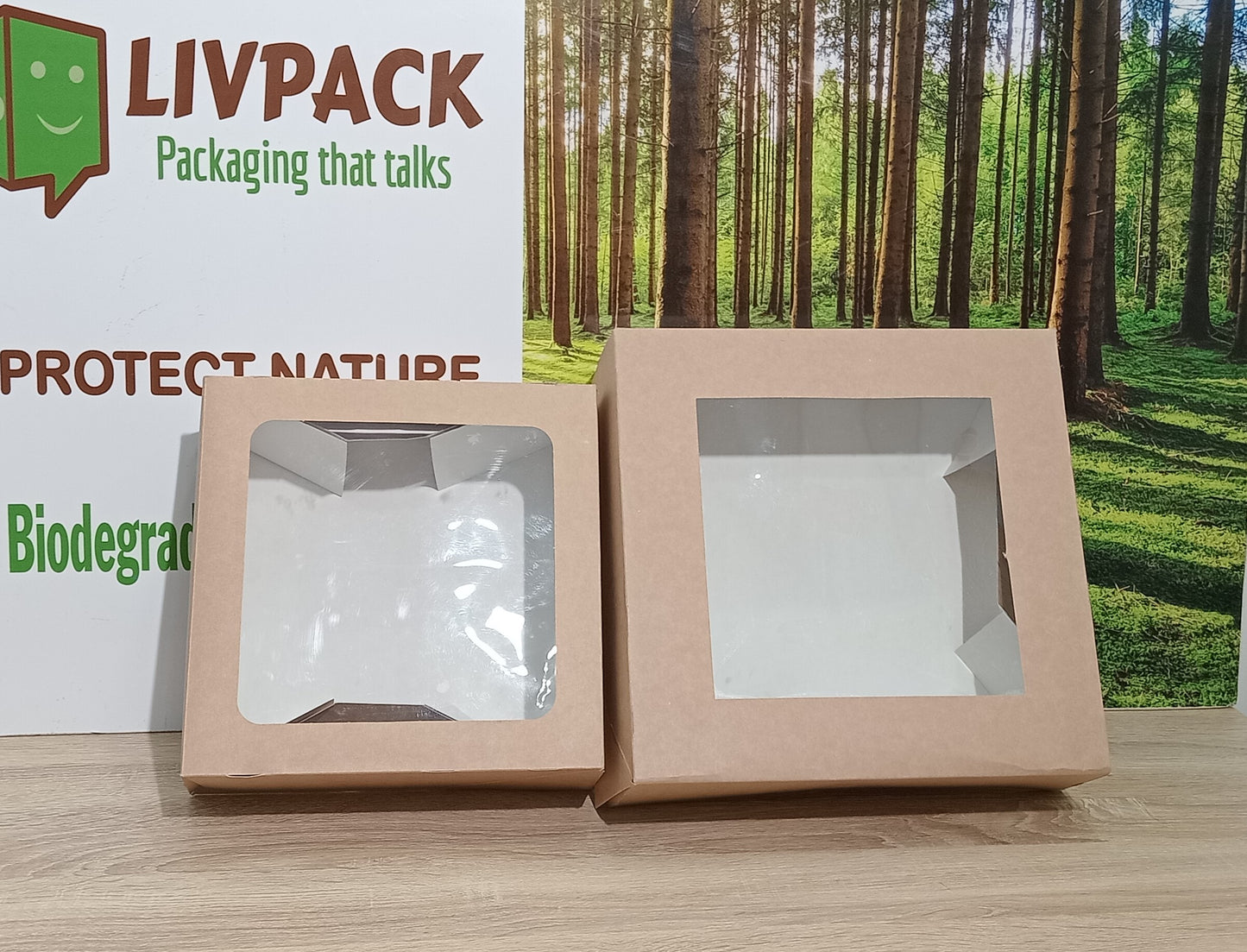 Pack de 50 cajas kraft altura estándar con ventana